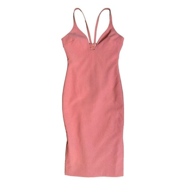 Cinq a Sept Ara Bodycon Dress Rose Mauve Midi Size 6 - Picture 1 of 10